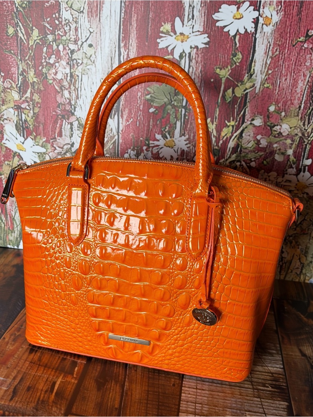 HARD TO FIND IN BRAHMIN DUXBURY MANGO ORANGE NWT FIRM $ - Picture 9 of 16